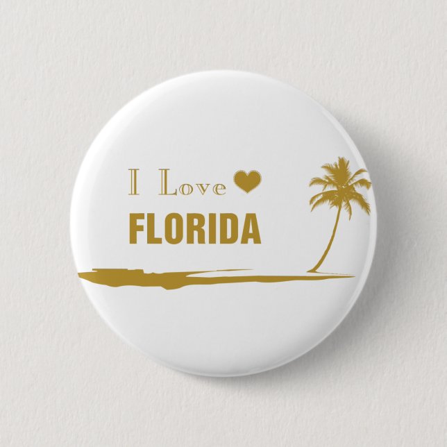 Chapa Redonda De 5 Cm I Love Florida Gold (Anverso)