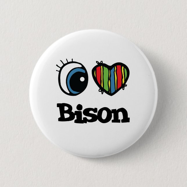 Chapa Redonda De 5 Cm I Love (Heart Bison) (Anverso)