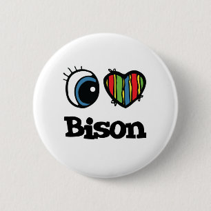 Chapa Redonda De 5 Cm I Love (Heart Bison)