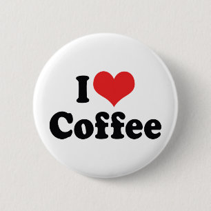 Chapa Redonda De 5 Cm I Love Heart Coffee - Java Caffeine Lover