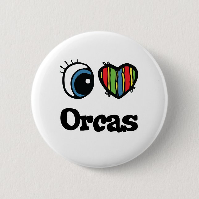 Chapa Redonda De 5 Cm I Love (Heart) Orcas (Anverso)