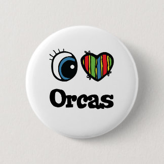 Chapa Redonda De 5 Cm I Love (Heart) Orcas