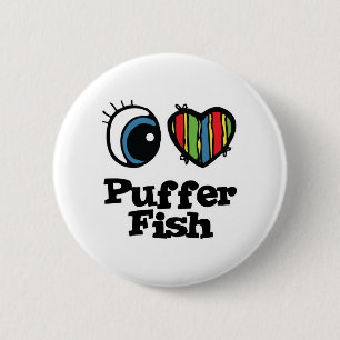 Chapa Redonda De 5 Cm I Love (Heart) Puffer Fish