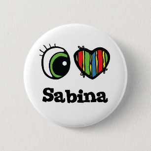 Chapa Redonda De 5 Cm I Love (Heart) Sabina