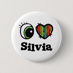 Chapa Redonda De 5 Cm I Love (Heart) Silvia