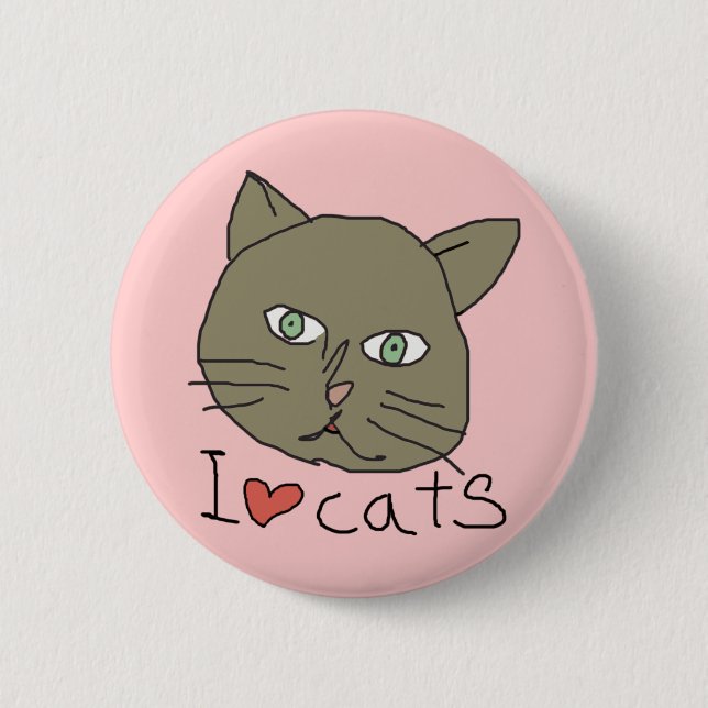 Chapa Redonda De 5 Cm I love kitty (Anverso)
