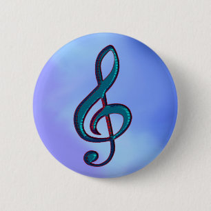 Chapa Redonda De 5 Cm I love music / musical note on blue