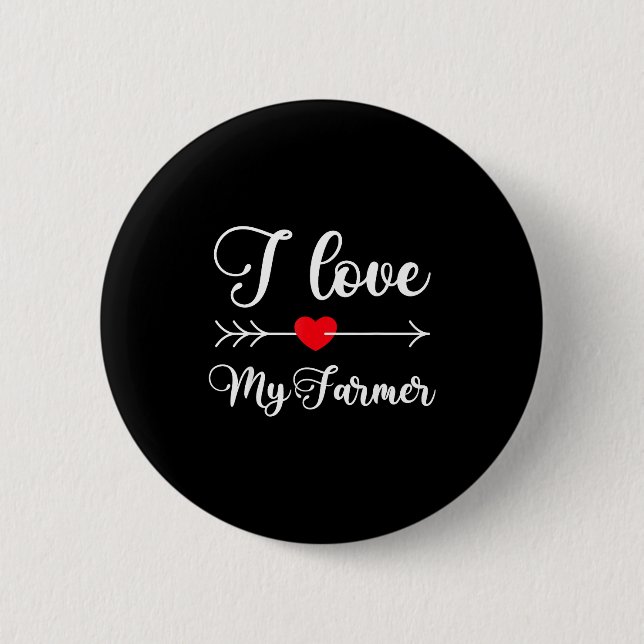 Chapa Redonda De 5 Cm I Love My Farmer Quote Farmer's Wife Girlfriend Hu (Anverso)