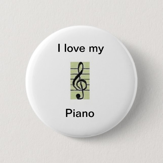 Chapa Redonda De 5 Cm I love my, piano (Anverso)