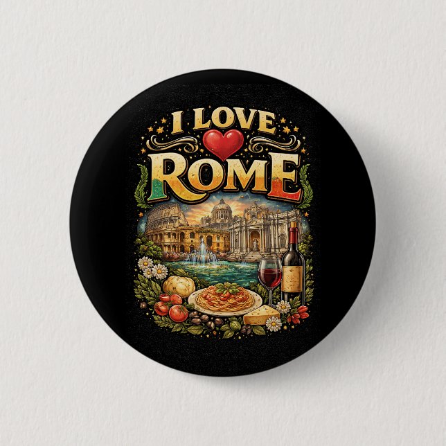 Chapa Redonda De 5 Cm I Love Rome (Anverso)