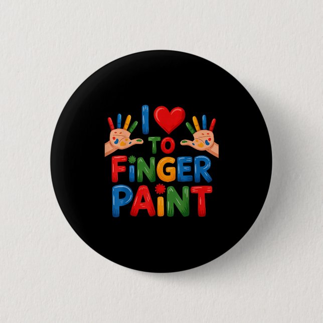 Chapa Redonda De 5 Cm I Love To Finger Paint Couples Art Teacher Finger  (Anverso)