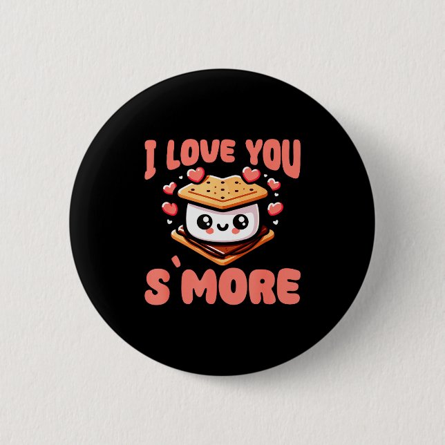 Chapa Redonda De 5 Cm I Love You S'more Kawaii Marshmallow  (Anverso)