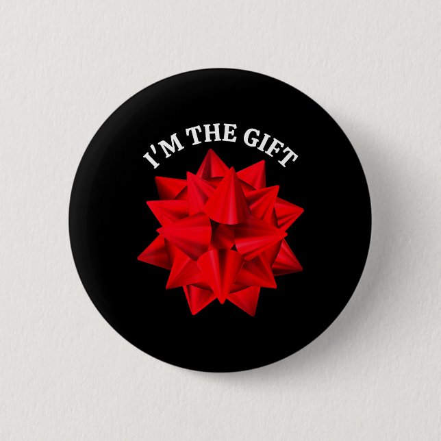 Chapa Redonda De 5 Cm "I m the Gift" Navidades divertidos Rojos sobredim (Anverso)