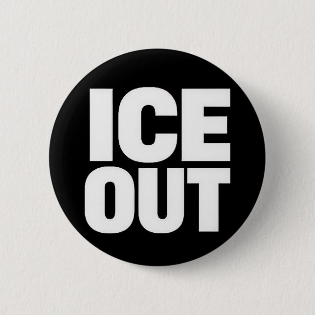 Chapa Redonda De 5 Cm "ICE OUT" protest button (Anverso)