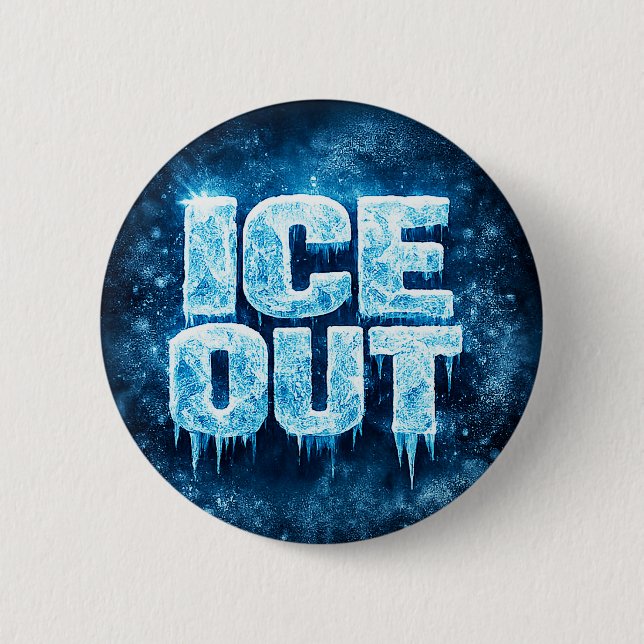 Chapa Redonda De 5 Cm "ICE OUT" protest button (Anverso)