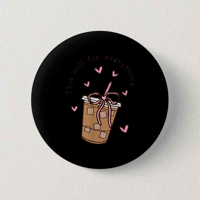 Chapa Redonda De 5 Cm Iced Coffee Quote Saying Sarcastic Nk Girly Bow He (Anverso)