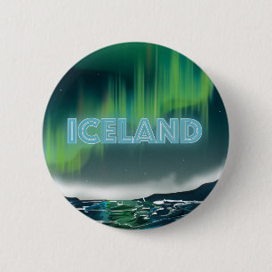 Chapa Redonda De 5 Cm Icelandic Northern Lights Travel Art