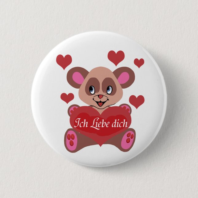 Chapa Redonda De 5 Cm Ich Liebe Dich (Anverso)