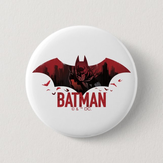 Chapa Redonda De 5 Cm Icono de Batman Crimson Gotham (Anverso)