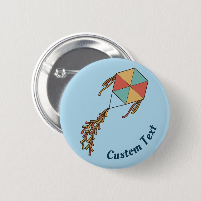 Chapa Redonda De 5 Cm Icono de kite azul (Anverso y reverso)