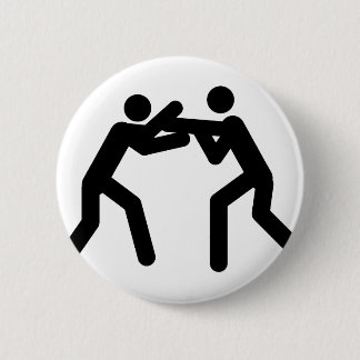 Chapa Redonda De 5 Cm icono de lucha negro del deporte