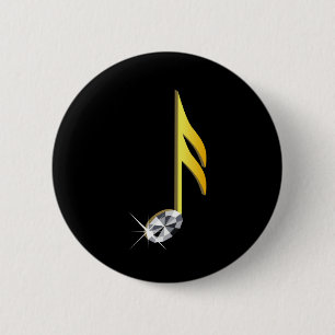 Chapa Redonda De 5 Cm Icono de oro de una nota musical 1/16