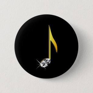 Chapa Redonda De 5 Cm Icono de oro de una nota musical 1/8