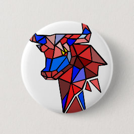 Chapa Redonda De 5 Cm Icono de toro geométrico