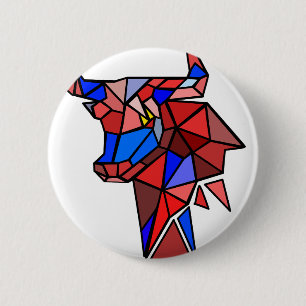 Chapa Redonda De 5 Cm Icono de toro geométrico