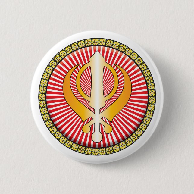 Chapa Redonda De 5 Cm Icono del Sikhism (Anverso)