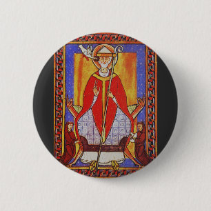 Chapa Redonda De 5 Cm Icono medieval de San Gregorio Magno
