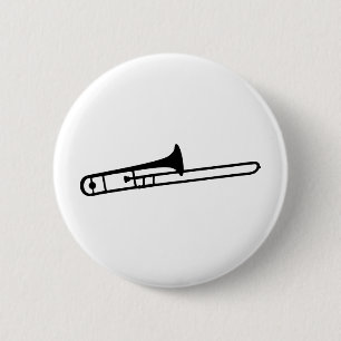 Chapa Redonda De 5 Cm icono negro del instrumento del trombone