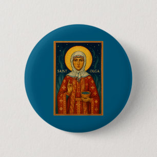 Chapa Redonda De 5 Cm Icono ortodoxo de Santa Olga de Alaska 