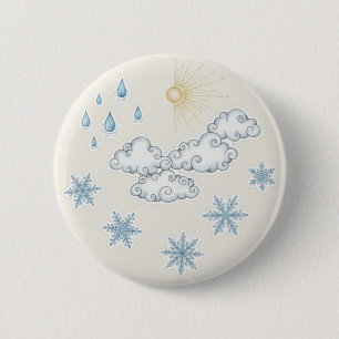 Chapa Redonda De 5 Cm Iconos climáticos caprichosos: sol, nubes, lluvia 