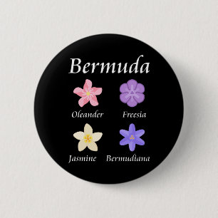 Chapa Redonda De 5 Cm Iconos de flores de Bermudas con nombre de color
