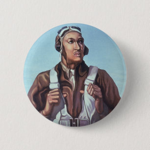 Chapa Redonda De 5 Cm Iconos de la Historia Negra: Aviadores de la SGM, 