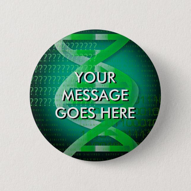 Chapa Redonda De 5 Cm ID de ADN personalizado verde (Anverso)