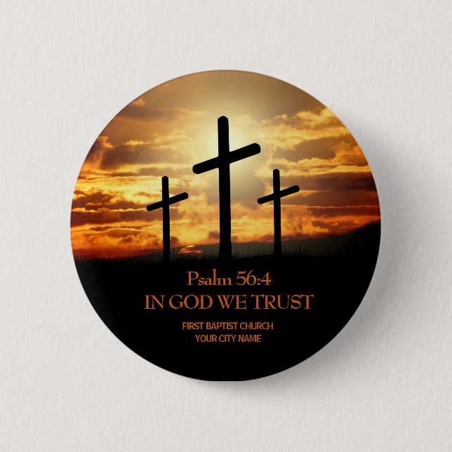 Chapa Redonda De 5 Cm Iglesia Cristiana Tres Cruces Button (Anverso)
