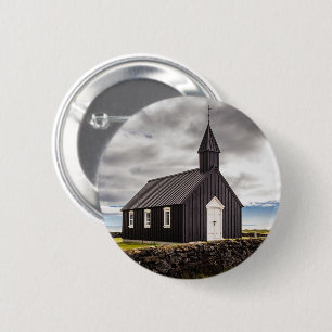 Chapa Redonda De 5 Cm Iglesia Negra De Budir, Islandia