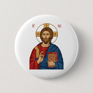 Chapa Redonda De 5 Cm Iglesia Ortodoxa de Europa del Este Lord Jesus Cri