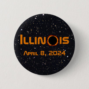 Chapa Redonda De 5 Cm Illinois 2024 Eclipse Solar Total