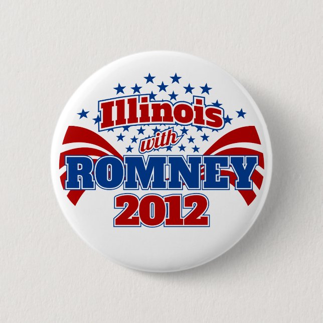 Chapa Redonda De 5 Cm Illinois con Romney 2012 (Anverso)