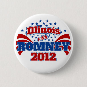 Chapa Redonda De 5 Cm Illinois con Romney 2012