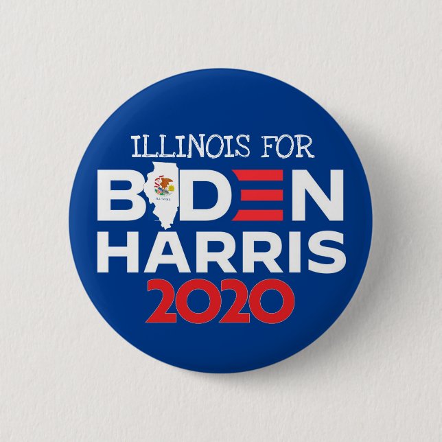 Chapa Redonda De 5 Cm Illinois para Biden Harris 2020 (Anverso)