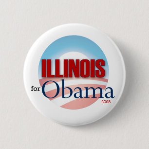 Chapa Redonda De 5 Cm Illinois para Obama
