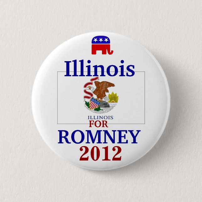 Chapa Redonda De 5 Cm Illinois para Romney 2012 (Anverso)