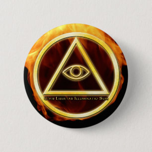 Chapa Redonda De 5 Cm Illuminati en el fuego