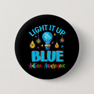 Chapa Redonda De 5 Cm Ilumina de Azul Autista Conciencia del Autismo Hom