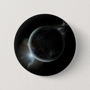 Chapa Redonda De 5 Cm ilustracion 3d del planeta negro en el universo