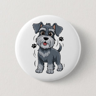 Chapa Redonda De 5 Cm Ilustración adorable de cachorro de Schnauzer con